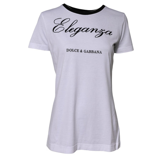 White Eleganza Cotton Crew Neck Tee T-shirt