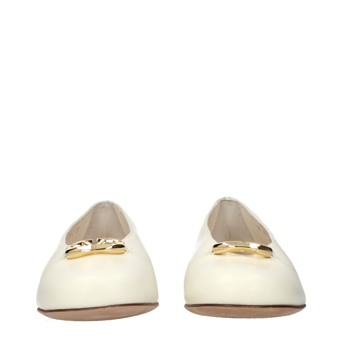 Beige Leather Ballet Flats