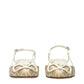 Beige Raffia Strap-On Sandals