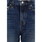 Blue Cotton High-Waisted Jean