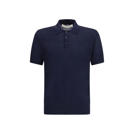 Blue Merino Wool Polo Shirt