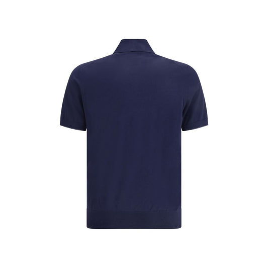 Blue Cotton Polo Shirt