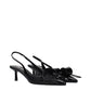 Black Leather Stiletto Heel Sandals