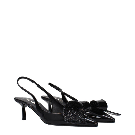 Black Leather Stiletto Heel Sandals