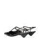 Gray Leather Flat Sandals
