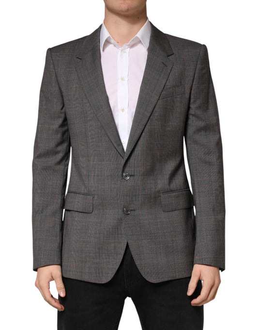 Gray Wool Single Breasted 2 Button Blazer