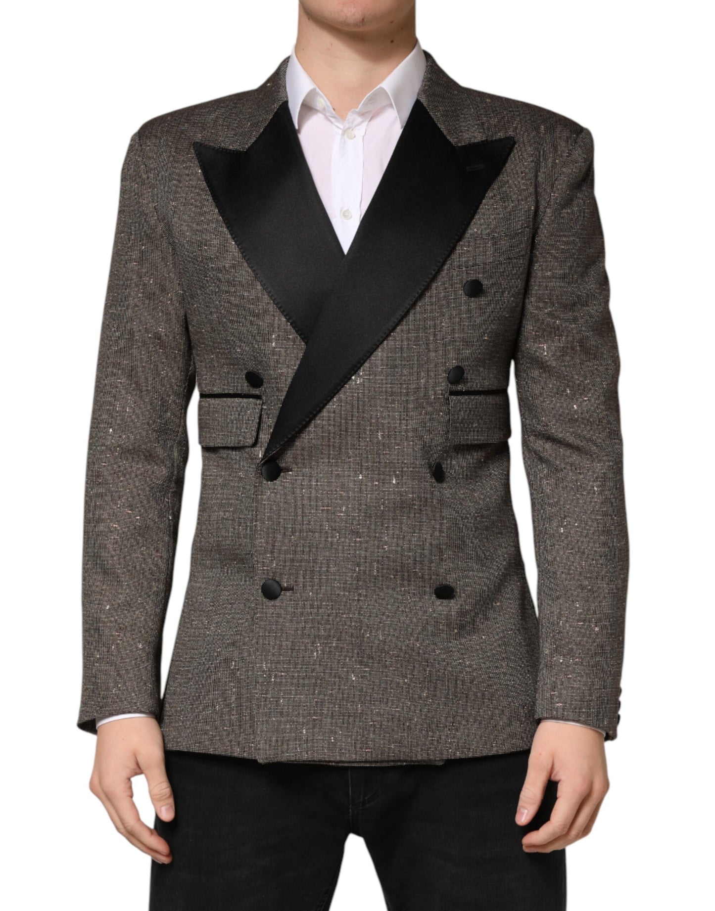 Gray Double Breasted 2 Button Jacket Blazer