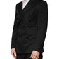 Black Cotton Double Breasted 2 Button Blazer