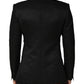 Black Cotton Double Breasted 2 Button Blazer