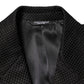 Black Cotton Double Breasted 2 Button Blazer