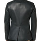 Dark Gray Leather Double Breasted 2Button Blazer