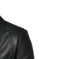 Dark Gray Leather Double Breasted 2Button Blazer