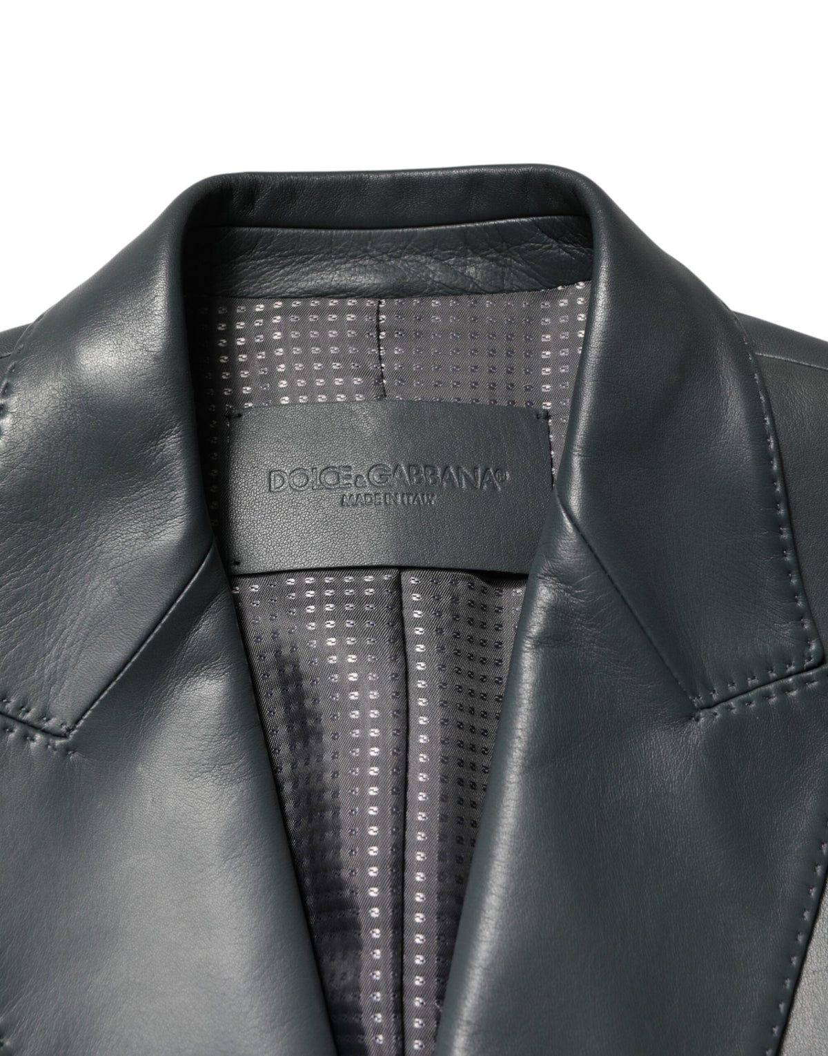 Dark Gray Leather Double Breasted 2Button Blazer