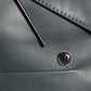 Dark Gray Leather Double Breasted 2Button Blazer