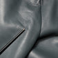 Dark Gray Leather Double Breasted 2Button Blazer