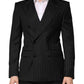 Dark Gray Stripes Double Breasted 2Button Blazer