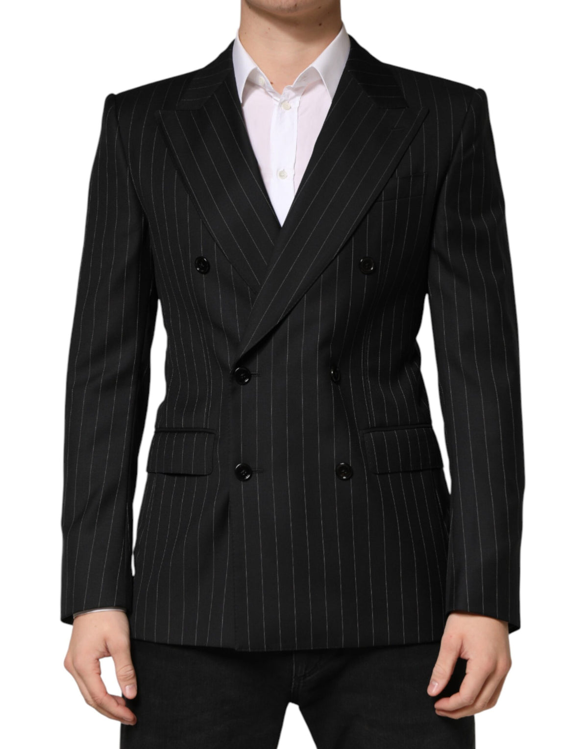 Dark Gray Stripes Double Breasted 2Button Blazer
