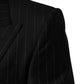 Dark Gray Stripes Double Breasted 2Button Blazer