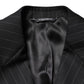 Black Stripes Double Breasted 2Button Blazer