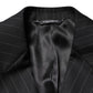Dark Gray Stripes Double Breasted 2Button Blazer