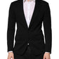 Black Wool Single Breasted 2 Button Blazer