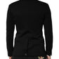 Black Wool Single Breasted 2 Button Blazer