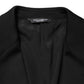 Black Wool Single Breasted 2 Button Blazer