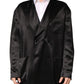 Black Silk Double Breasted 2 Button Blazer