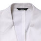 White Linen Double Breasted 2 Button Blazer
