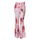 Pink Floral Flared High Waist Trouser Pants
