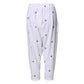 White Floral Tapered High Waist Cropped Pants