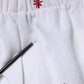 White Floral Tapered High Waist Cropped Pants