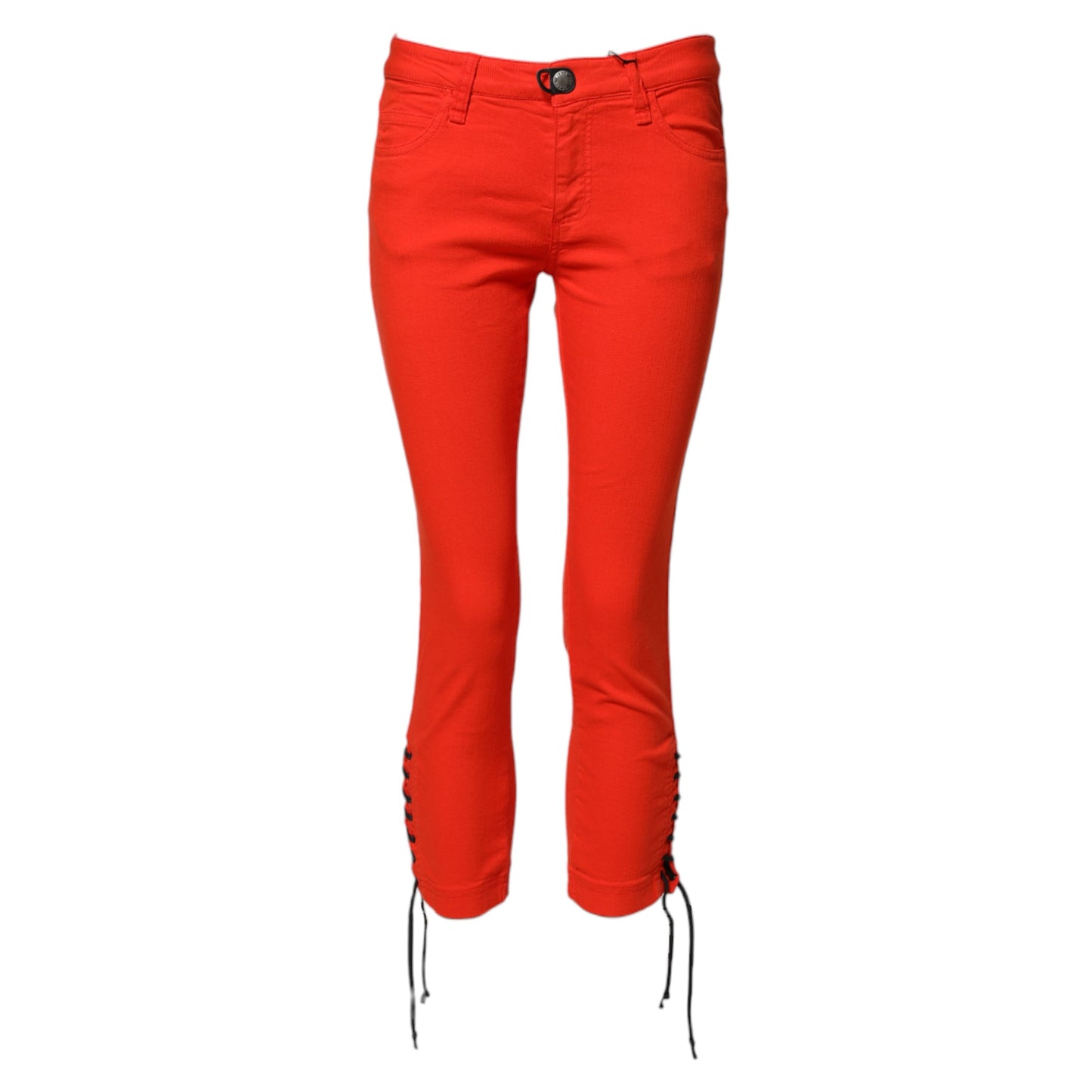Red Mid Waist Skinny Cropped Trouser Jeans