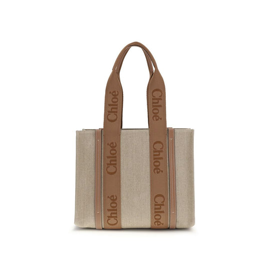 Beige Linen Shoulder Bag