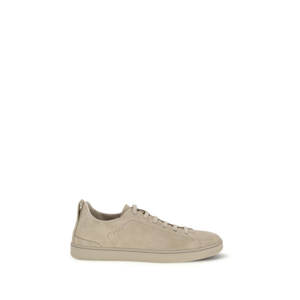 Gray Calf Leather Bos Taurus Low Top Sneakers