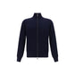 Blue Fleece Wool Cardigan