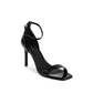 Black Leather Stiletto Heel Sandals