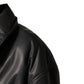 Black Leather Collared Trench Coat Jacket