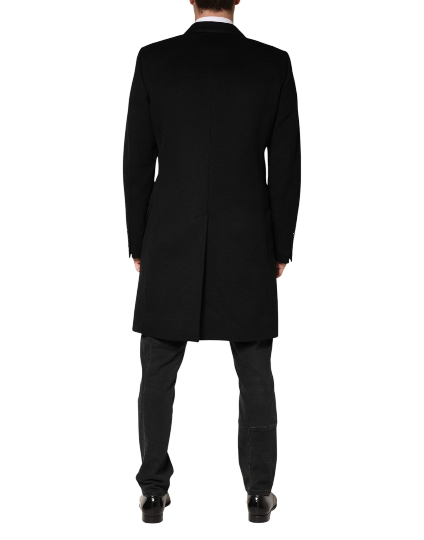 Black Wool Double Breasted TrenchCoat Jacket
