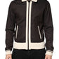 Brown Contrast Stripe Men Bomber Jacket