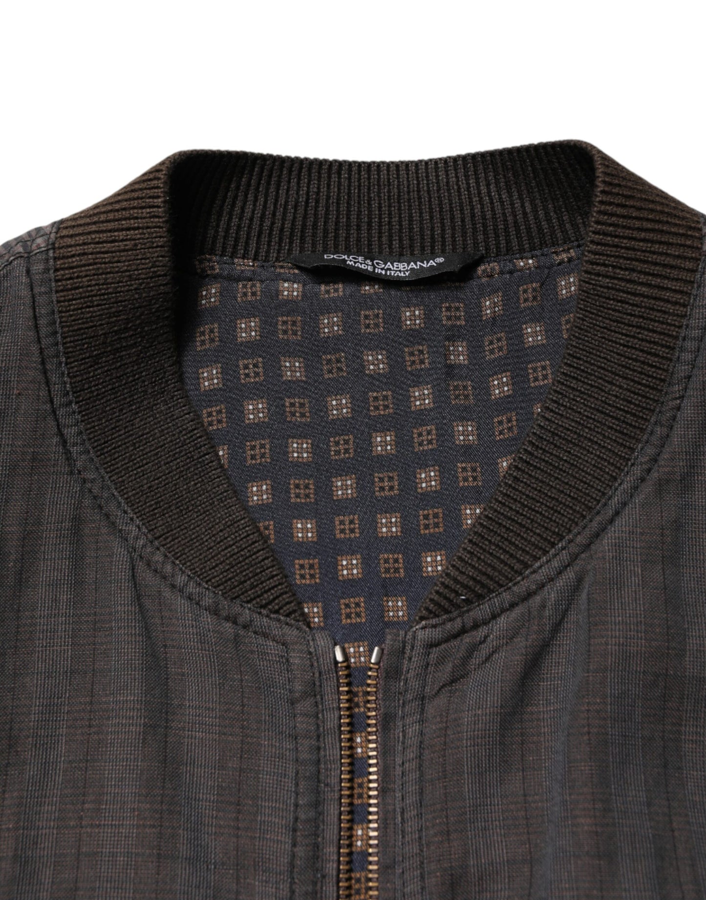 Black Stripes Cotton Full Zip Bomber Jacket