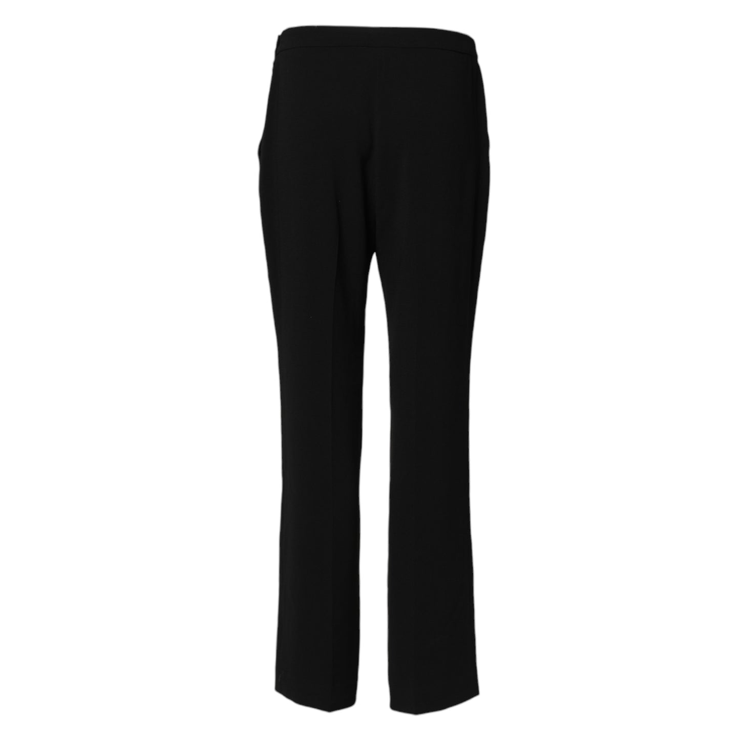 Black High Waist Zip Straight Chino Trouser Pants