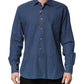 Blue Button Down Long Sleeves Men Shirt