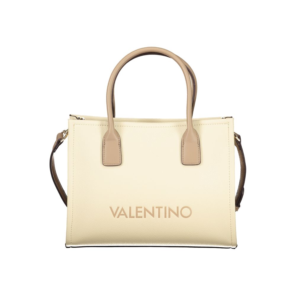 Beige Polyurethane Women Handbag