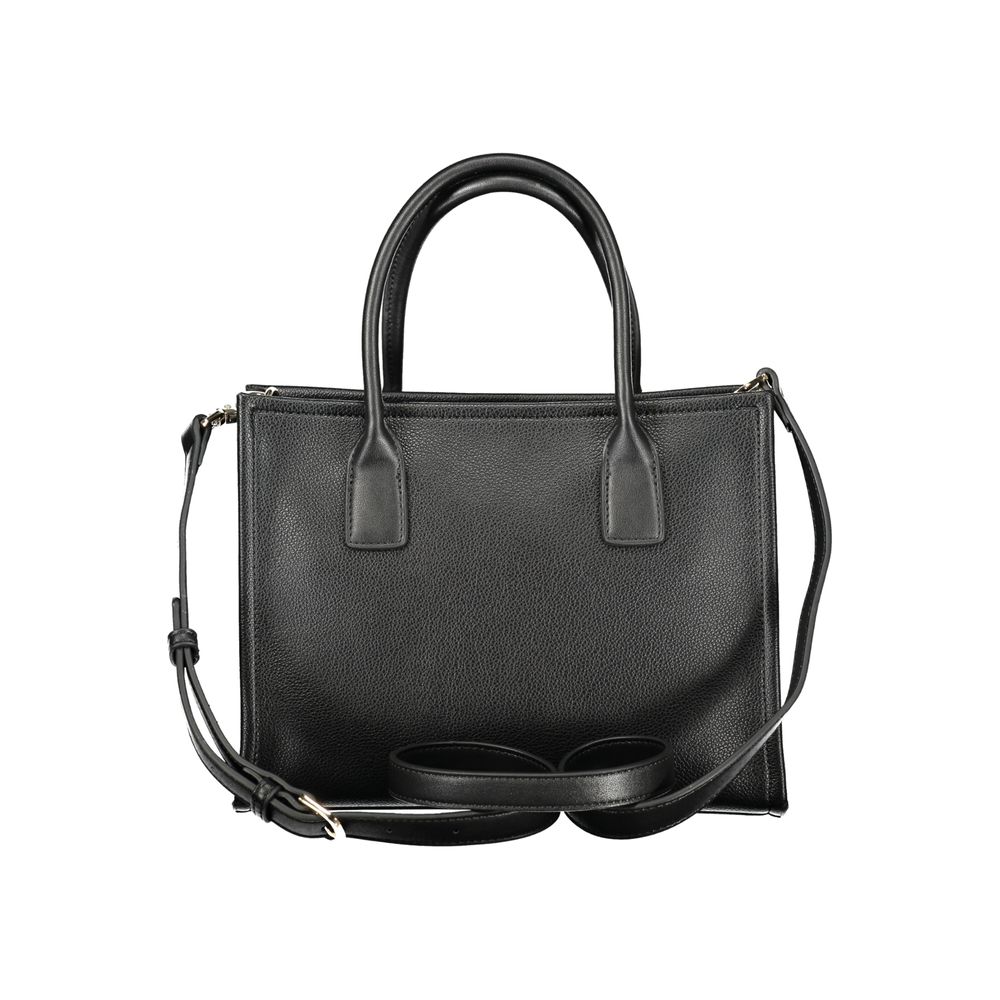 Black Polyurethane Women Handbag