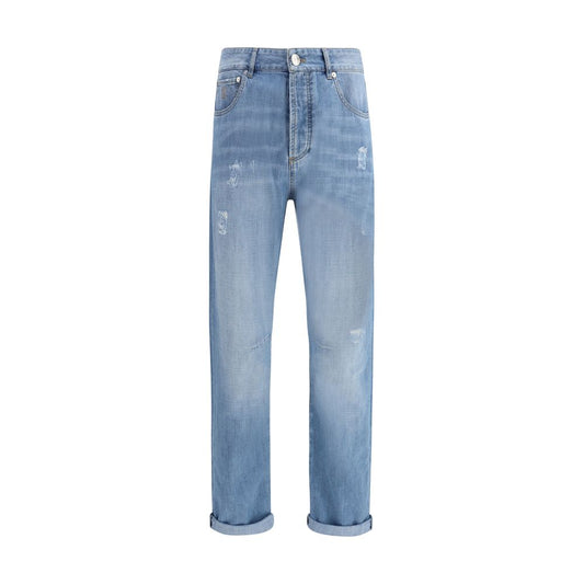 Light Blue Cotton Relaxed Fit Jeans
