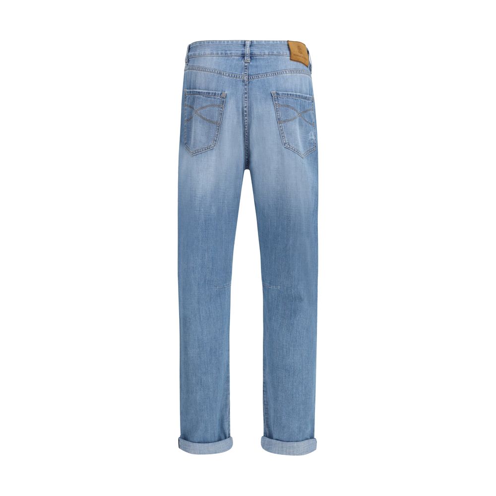 Light Blue Cotton Relaxed Fit Jeans