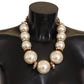 Elegant Faux Pearl Charm Necklace with Crystal Accents