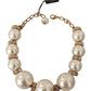 Elegant Faux Pearl Charm Necklace with Crystal Accents