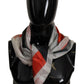 Elegant Silk Scarf in Gray Red Checkered